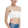thumbnail image 2 of SHENGYUAN Sports Bras for Women High Support Large Bust Women's Solid Color Casual Wear With Anti Stray Light Short Exposed Navel Strap Chest Pad As A Base and Wearing Straight Neck Top Vest White,M, 2 of 4
