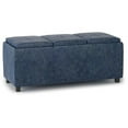 thumbnail image 4 of Avalon 42 inch Wide Contemporary Storage Ottoman in Denim Blue Vegan Leather, 4 of 9