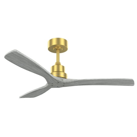 Noaman 52 Inch Indoor Ceiling Fan Without Light, 3 Solid Wood Blades, Remote Control, Reversible DC Motor, Gold