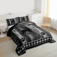thumbnail image 3 of Homewish Farmhouse Deer Animal Full Size Comforter Sets for Men, Black Grey Buffalo Plaid Bedding Comforter Set, Western Lodge Cabin Reversible Bedding Sets, Super Cozy Room Decor, 3pcs, 3 of 8