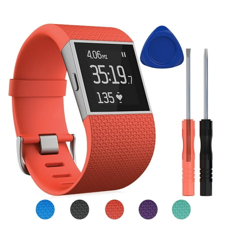 Fitbit Surge Warranty TSV Surge Soft Silicone Replacement Watch Band Strap with Tool Kit for Fitbit Surge Wristband ()