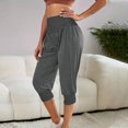thumbnail image 3 of Mlzmgr Joggers for Women High Waist Capri Pants for Women Running Athletic Gym 3/4 Length Pants Solid Color, 3 of 7