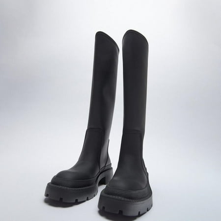 

ZA Designer Knee-High Boots Casual Women Shoes 2022 Winter New Mid-heels Goth Chelsea Boots Gladiator Chunky Fashion Boots Mujer