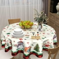 thumbnail image 2 of Merry Christmas Round Tablecloth 60 Inch Winter Snowman Table Cloth Washable Circle Cover for Holiday Picnic Party Home Decor, 2 of 6