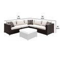 thumbnail image 5 of Saltoro Sherpi Contemporary Style Wicker Patio Sectional with Metal Block Legs, Brown and Beige, 5 of 5