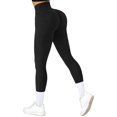 thumbnail image 7 of YIFUNIN Women's Solid Color Hip Lifting Yoga Pants, Ribbed Knit Fitness Leggings for Exercise Workout, High Waist Tummy Control,Black L, 7 of 7