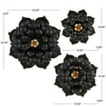 thumbnail image 3 of DecMode Black Metal 3D Floral Wall Decor with Gold Center (3 Count), 3 of 9