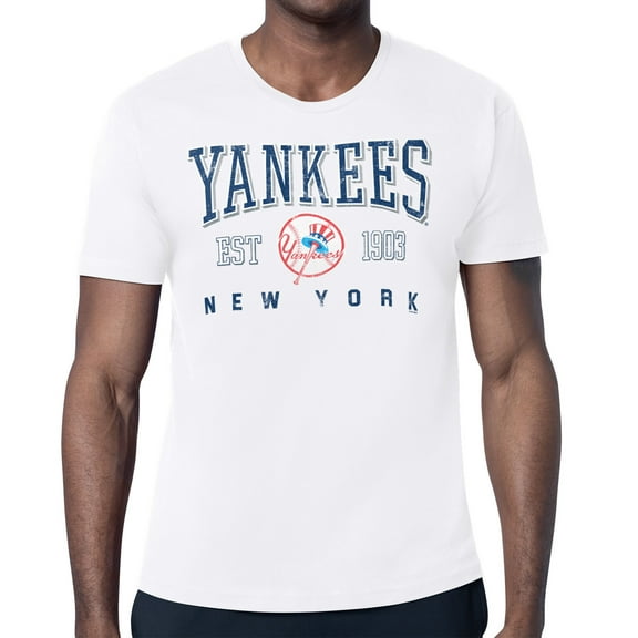 Men's Starter White New York Yankees Distressed Logo T-Shirt