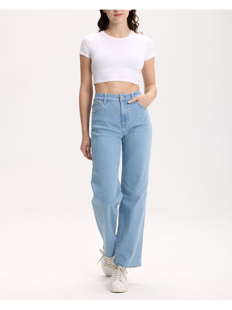 Lilac Sunset, Women's High-Rise Wide Leg Jeans, Size 1–15, Light