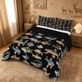 thumbnail image 2 of meiyoeat Cute Pike Fish Full Size Comforter Sets For Boys,Black Watercolor Print Bedding Comforter Set Kids,Black Reversible,3pcs, 2 of 7