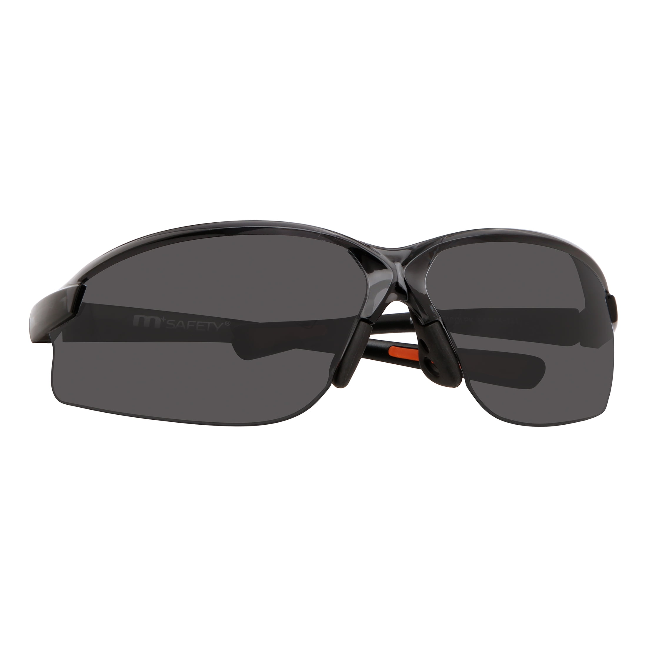 M+ Safety Glasses, Plastic, MS3805691COLPK 2-Packs, Black Lenses with Orange tip, 2 Units
