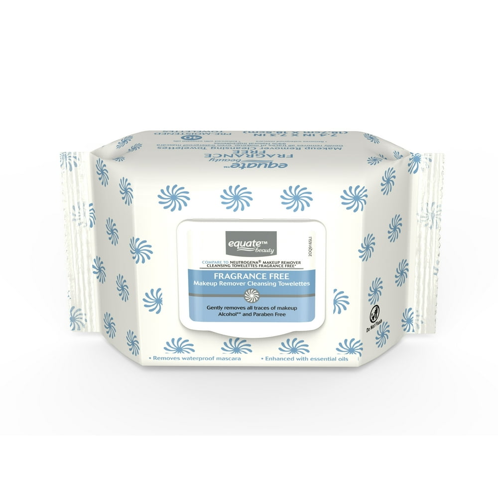 Equate Beauty Fragrance Free Makeup Remover Cleansing Towelettes, 40