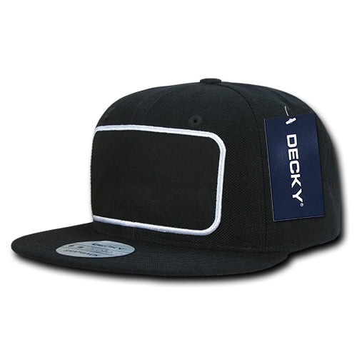 Decky 1096 6 Panel High Profile Structured Patch Snapback Hat-Black
