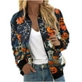 thumbnail image 2 of WXLWZYWL Womens Halloween Bomber Jacket Funny Spooky Ladies Coat Ghost Floral Graphic Cardigan Zip Up Long Sleeve Dressy Tops Moto Biker Windbreaker, 2 of 5