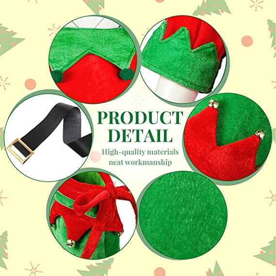 Traje De Elfo Navideño Para Niños Y Adultos – 100-180 Cm – Con Gorro, Falda Y Cinturón – Para Navidad Y Cosplay