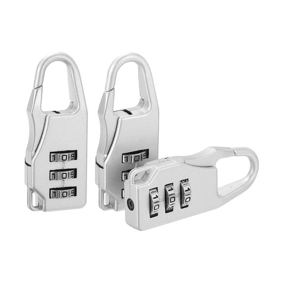 Uxcell 3Pcs Resettable 3 Digit Combination Lock, (55 x 21mm, Silver), Customizable Code Combination Padlock Sports Locker Lock for Gym Backpack Fence Backyard Gate