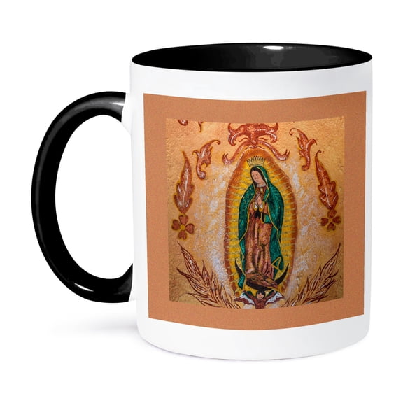 3dRose, Mexico, San Miguel de Allende. Painting of Our Lady of Guadalupe. , 11oz Two-Tone Black Mug