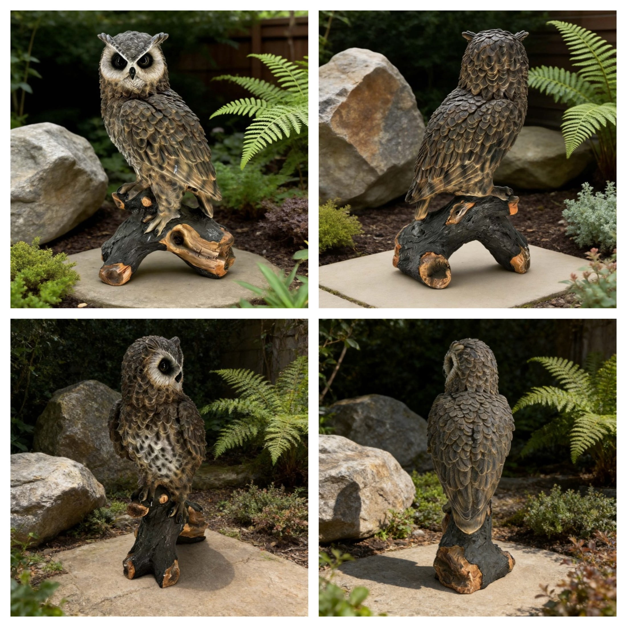 GDF Studio Owl Resin Indoor/Outdoor Guardian Statue, Weather-Resistant Decor Figurine for Garden & Courtyard