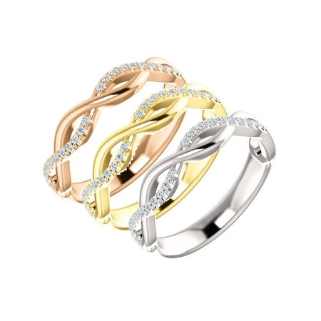 - 1/8ct Diamond Infinity Wedding Ring Available in 14k White, Yellow, or Rose Gold