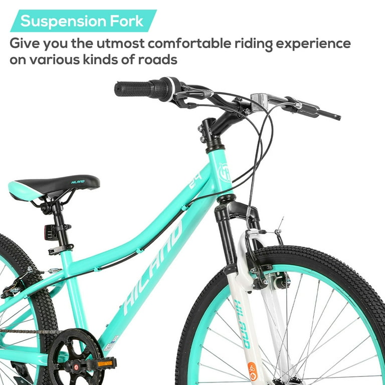 Hiland 24 inch Mountain Bike Shimano 7 Speeds for Teenager with Suspension Fork Mint Green Shop Black Friday Deals for 2024 Walmart
