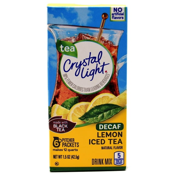 Crystal Light Decaf Lemon Iced Tea Natural Flavor Drink Mix, 12-Quart Canister (Pack Of 10)
