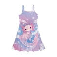 thumbnail image 3 of Uourmeti Girls Cute Cat Summer Dress Causal Spaghetti Strap Cami Dress Boho A Line Swing Tiered Dresses Play Party School Beach Sundress,11-12t, 3 of 6