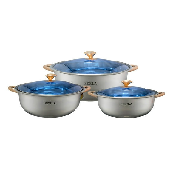 Bateria De Cocina Perla Cristal Jumbo Plus Acero inoxidable 6 Pzas Perla CO-PCJP6