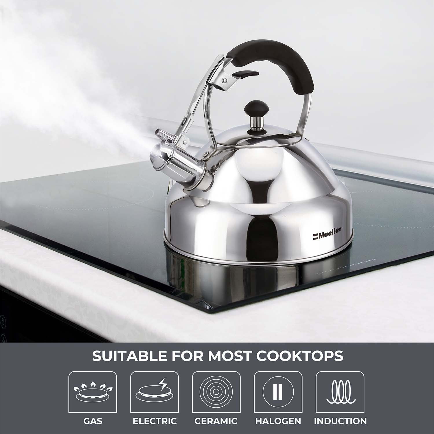 Cute Tea Kettle for Stove Top, Vintage Style Whistling Tea Pot Stove Top,  Stainless Steel Teapot with Stay Cool Handle for All Stovetops (Color 