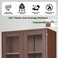 thumbnail image 3 of Polup 71''Tall Mahogany Metal Kitchen Display Cabinet with Glass Doors, Display Case with Lock and Shelves, 3 of 9