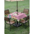 thumbnail image 3 of Pink Easter Outdoor Tablecloth - 60x60 Inch Square Dining Table Cover, Easter Bunny Eggs Spring Cartoon Farmhouse Wood Grain Waterproof Outdoor Table Cloth with Umbrella Hole & Zipper for Patio, 3 of 7