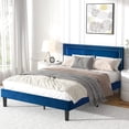 thumbnail image 1 of VECELO Full Upholstered Platform Bed Frame with Adjustable Height Headboard, Strong Wood Slat Support, No Box Spring Needed, Dark Blue, 1 of 6
