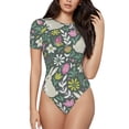 thumbnail image 2 of Picia Retro Bunny Floral Womens One Piece Swimsuits Modest Tummy Control Bathing Suits Lace Up Slimming Swim Suit-X-Large, 2 of 9