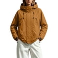 thumbnail image 5 of Waterproof Windbreaker Jacket Women Plus Size Hooded Long Sleeve Solid Color Windproof Casual Adjustable Hem Raincoat Outdoor Mountaineering Parka Jacket, 5 of 8