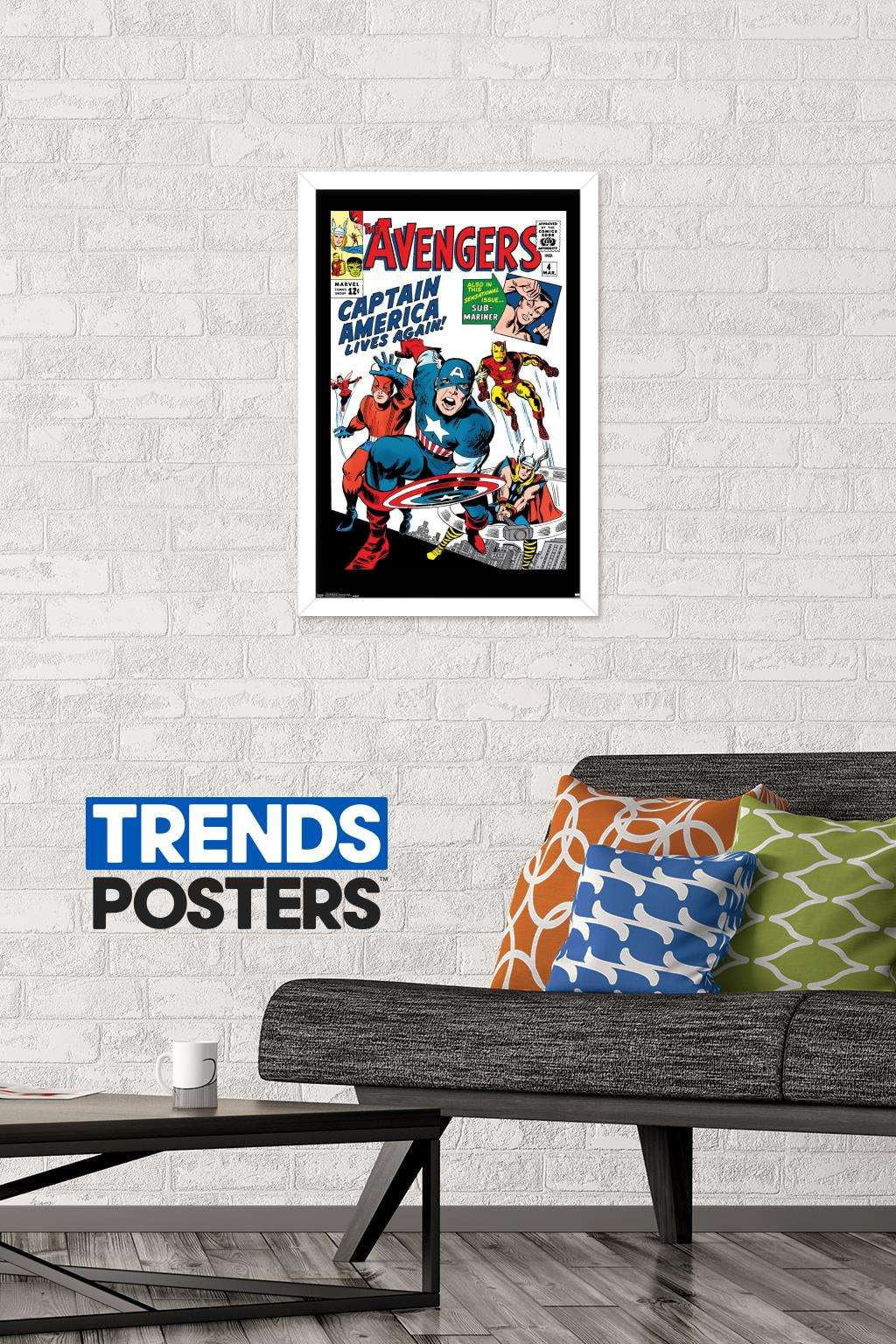 Marvel Comics - Avengers - Captain America - Comic Cover #4 Wall Poster, 14.725" x 22.375", Framed