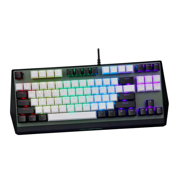 Teclado para juegos con cable, teclas PBT programables con retroiluminación RGB para portátiles. interruptor rojo