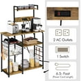 thumbnail image 3 of LYYHTY 55" Industrial Kitchen Baker's Rack with Power Outlet, 4-Tier Utility Storage Shelf with Wire Basket & 10 Hooks for Kitchen/Dining Room/Living Room,Rustic Brown, 3 of 8