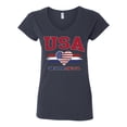 thumbnail image 2 of Wild Bobby USA Flag Heart One Nation One Team Graphic | Women's Novelty T-Shirt | Soccer Football Fan Game Day Gift for Her Women Standard V-Neck Tee, 2 of 5