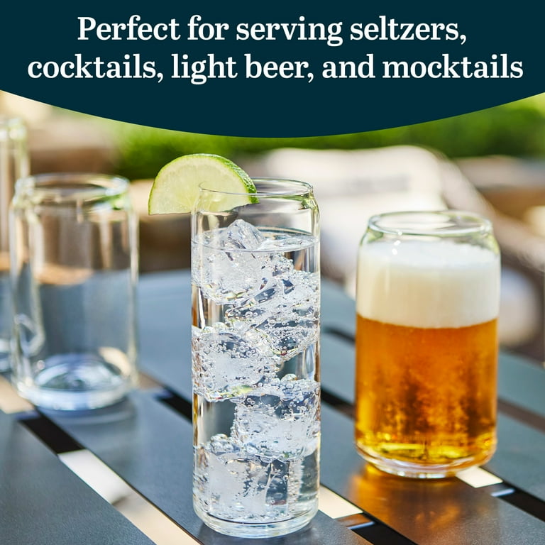 Libbey Classic Slim Beer Can Glasses, 12.5 oz Tall Drinking Glasses Set of  6, Space-Saving, and Versatile Thin Glassware for Cocktails, and Mocktails