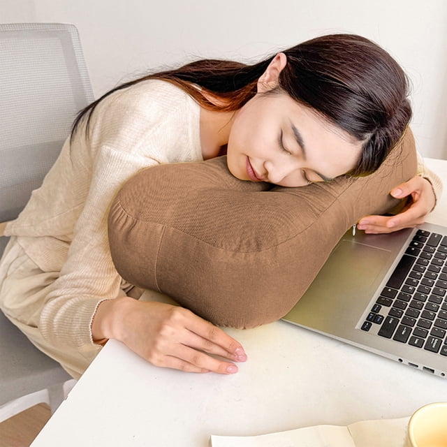 Almohada de espuma viscoelástica para la siesta en la oficina, con soporte lumbar y funda lavable | Protector de cintura ergonómico y grueso para aliviar el dolor de espalda para quienes duermen boc
