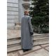 thumbnail image 2 of Abrigo elegante gris con hombros acolchados para mujer, abrigo clásico de manga larga con solapa y una hilera de botones, chaquetas largas de moda para mujer 2024, 2 of 5