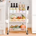 thumbnail image 4 of Fruit Vegetable Storage Basket, 5 Tier Stackable Metal Mesh Storage Basket with 360 Degree Wheels, Fruit Vegetable Produce Basket Storage Organizer for Kitchen, Pantry, Bathroom, 4 of 7