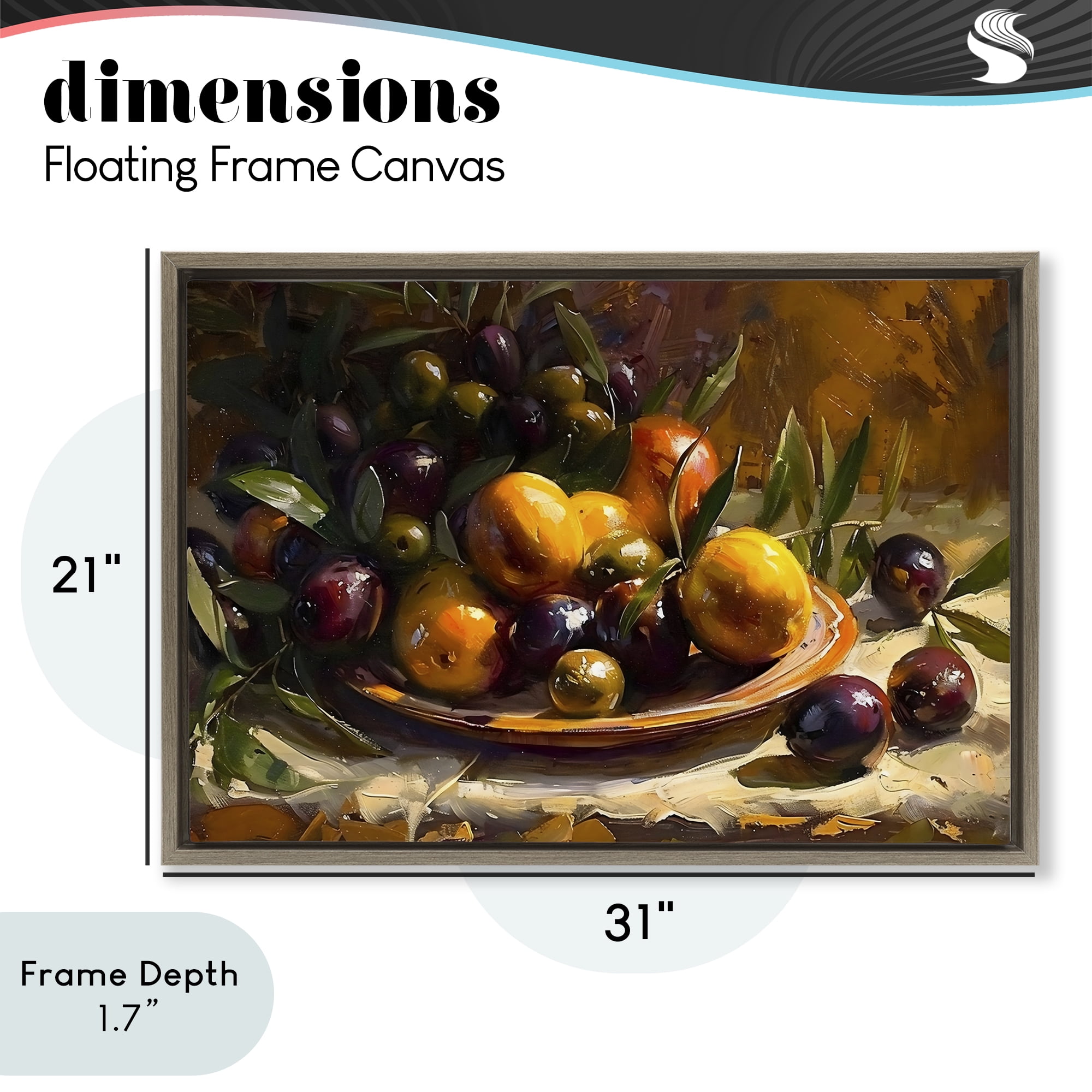 Stupell Industries Array of Olives & Citrus Brown Framed Floater Canvas Wall Art, design by Creative Studio