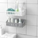 thumbnail image 3 of 1 estante de almacenamiento para baño, de plástico, sin agujeros ni marcas, para pared, para el baño (gris claro), 3 of 7