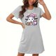 thumbnail image 2 of Camisón corto de talla grande para mujer, camisón de manga corta con estampado de pecho a la moda, camisón para mujer, 2 of 3