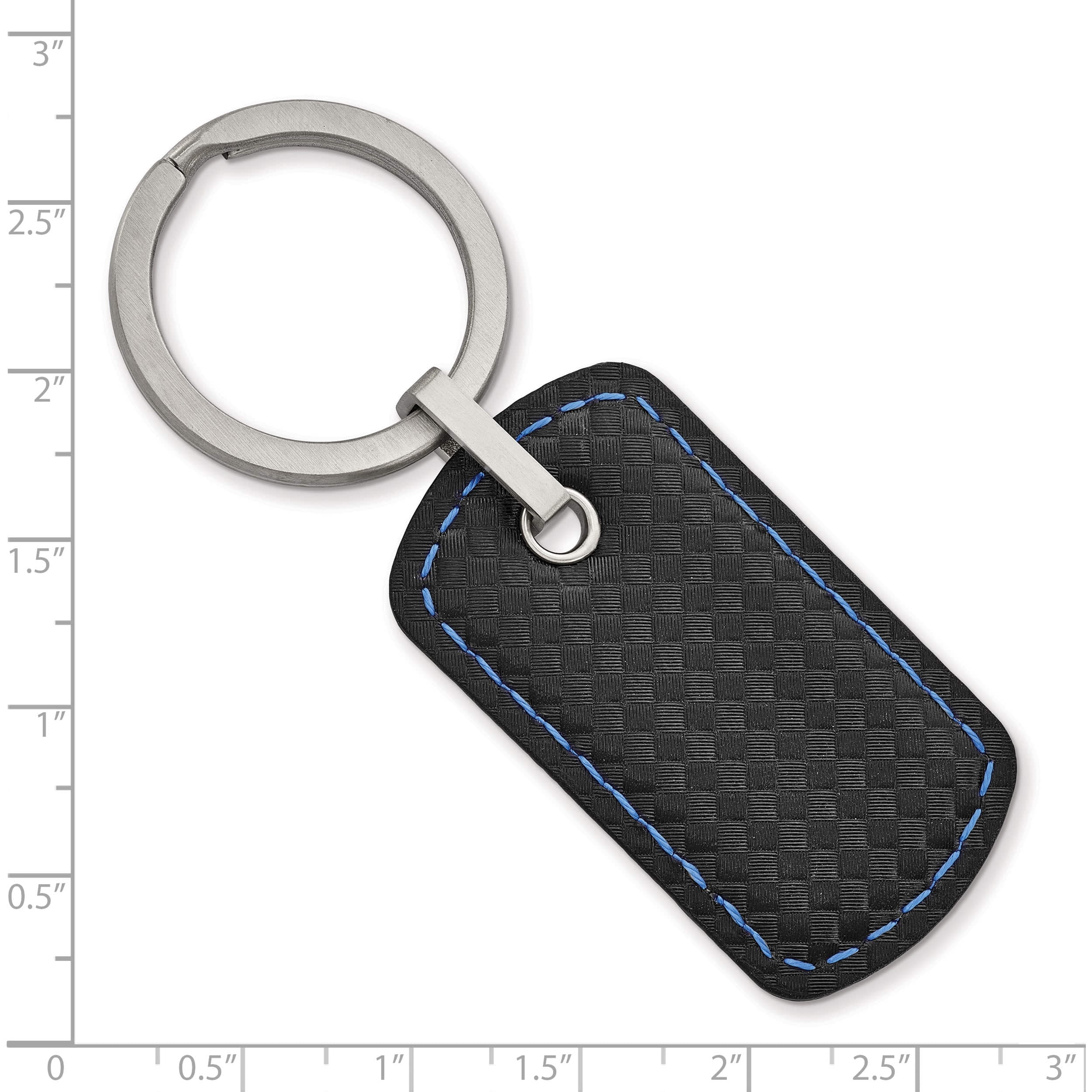 Stainless Steel Brushed Leather & Polyurethane Stitched Key Ring (80.11 X 30.24) Made In China srk164