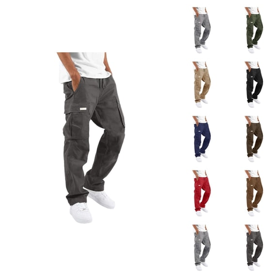 Mens Cargo Pants for Work and Casual, Cotton Utility Trousers with Pockets, Style Work Pants for Men, Comfortable Fit for Hiking, Outdoor or Construction Use S-5XL, Black