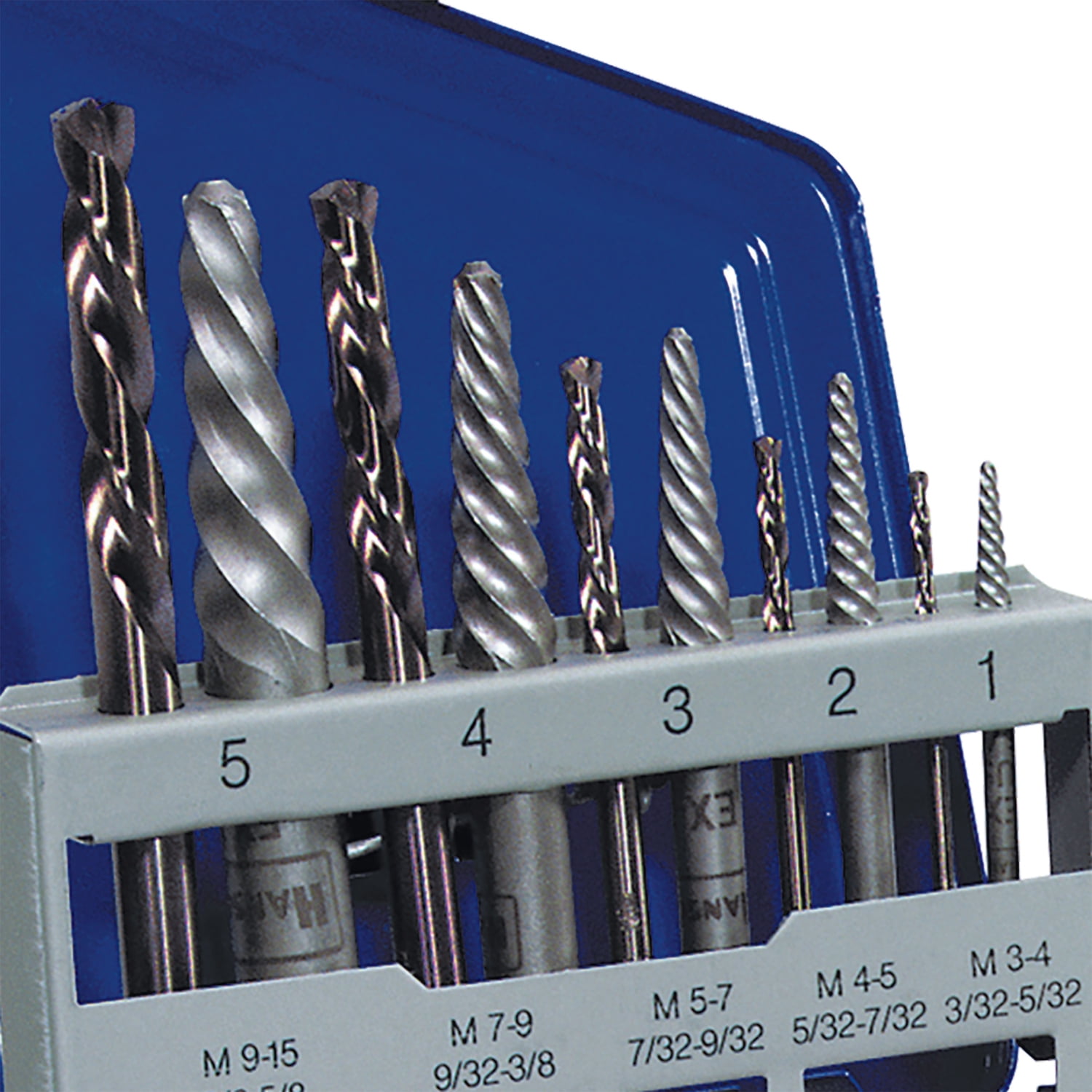 Irwin/Hanson 11119 10pc Spiral Extractor & Drill Bit Set in Metal Index