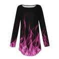 thumbnail image 4 of Sakmal Long Sleeve Womens Plus Size Tops Pink Crew Neck Graphic Flame Tunic Plus Size Ladies Shirts, 4 of 5