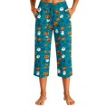 thumbnail image 3 of Frostluinai Womens Pajama Pants Capri Lounge with Pockets Comfy Drawstring Pj Bottoms Casual Halloween Ghosts Pumpkin Graphic Print Sleepwear S-3XL, 3 of 6
