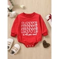 thumbnail image 2 of Bagilaanoe Newborn Baby Girl Boy Valentine's Day Rompers Letters Print Long Sleeve Bodysuits 3M 6M 12M 18M 24M Infant Casual One Piece Short Jumpsuit, 2 of 8
